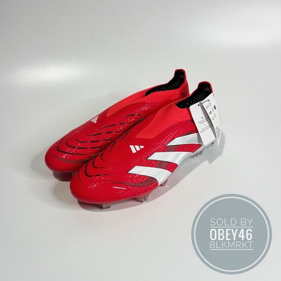 Adidas Predator Elite Laceless FG Soccer Cleats Lucid Red White ID3877 Size 10.5 - Picture 2 of 7